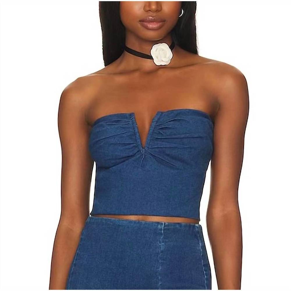 NEW LINE AND DOT joey strapless top in blue